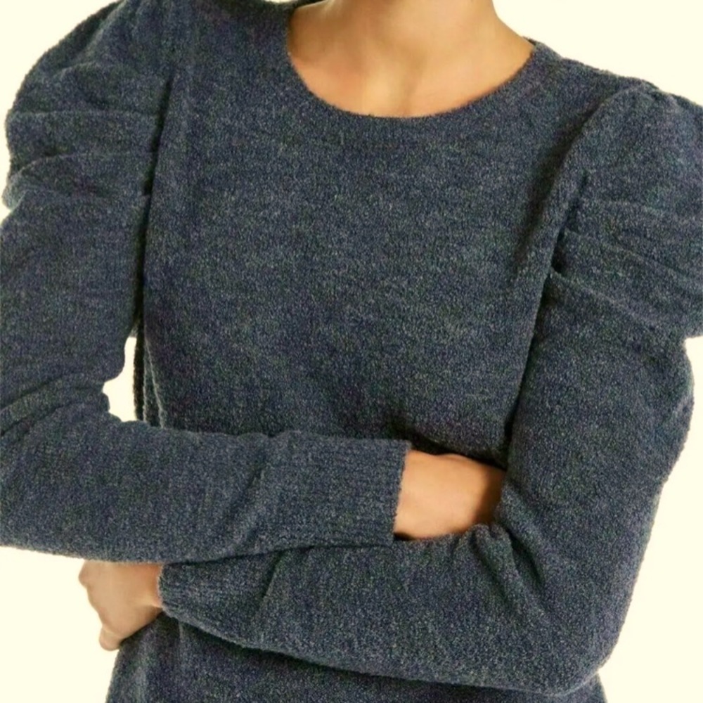 INC International Concepts NWT Puffy Sleeve Glitz DC Sweater in Inkberry Sz XL